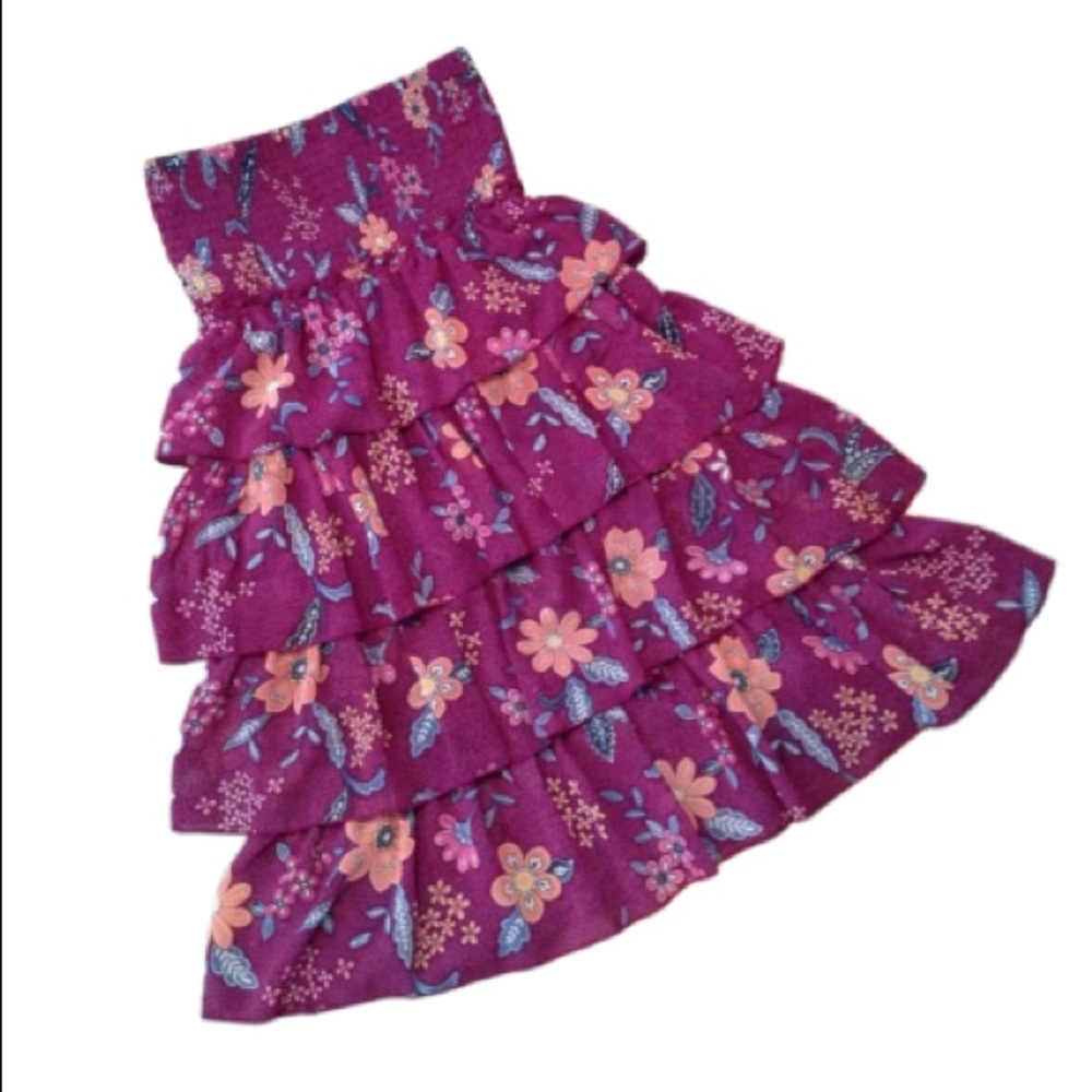 American Eagle Outfitters Strapless Dress Floral Print Purple Size XS - Picture 2 of 5